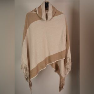 Le Château Tan and Cream Cowal Necked Poncho, One Size
